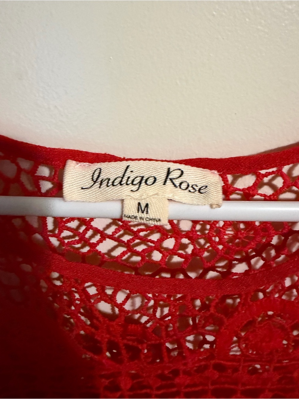 Red Crochet Yoke Boho Blouse - Picture 3 of 3
